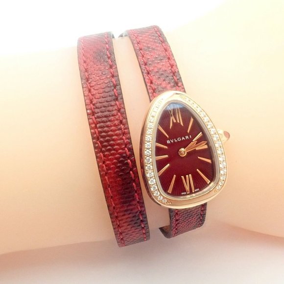 Bulgari 18k Rose Gold Diamond Tubogas Red Serpenti Snake Watch + Band + Tool main image 8